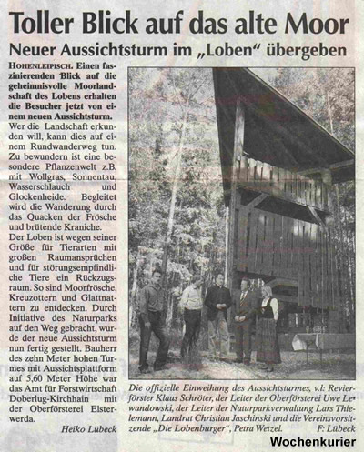 Neubau Aussichtsturm Naturpark der Loben